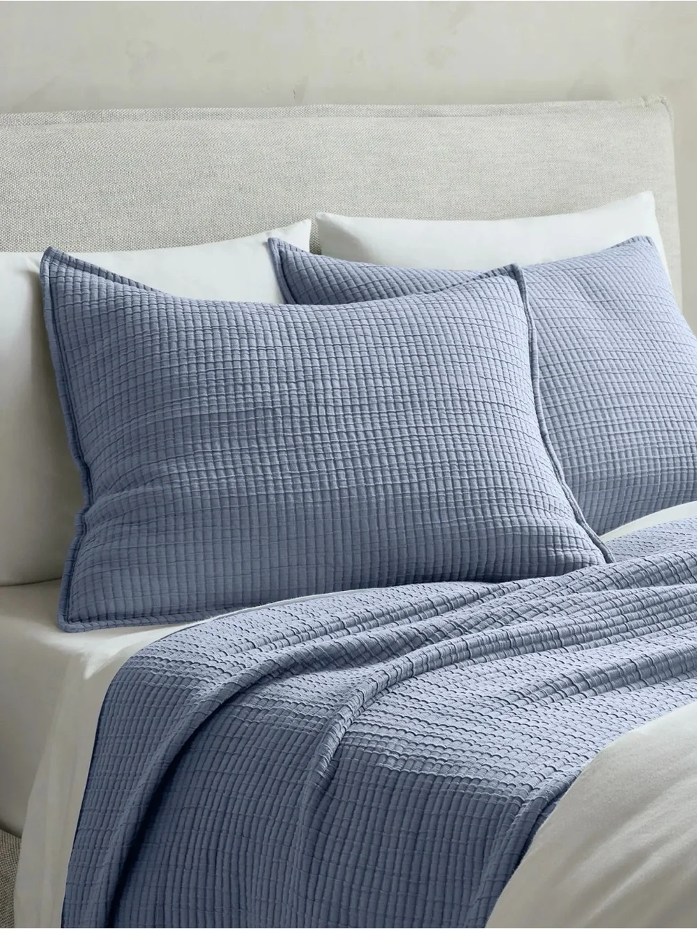 Quince Organic Ribbed Coverlet Set in Mineral Blue King/Cal King 964